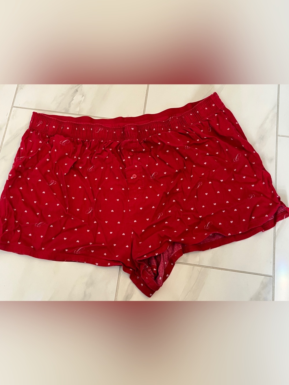 Victoria's Secret PINK Red Heart-Print Lounge pajama shorts